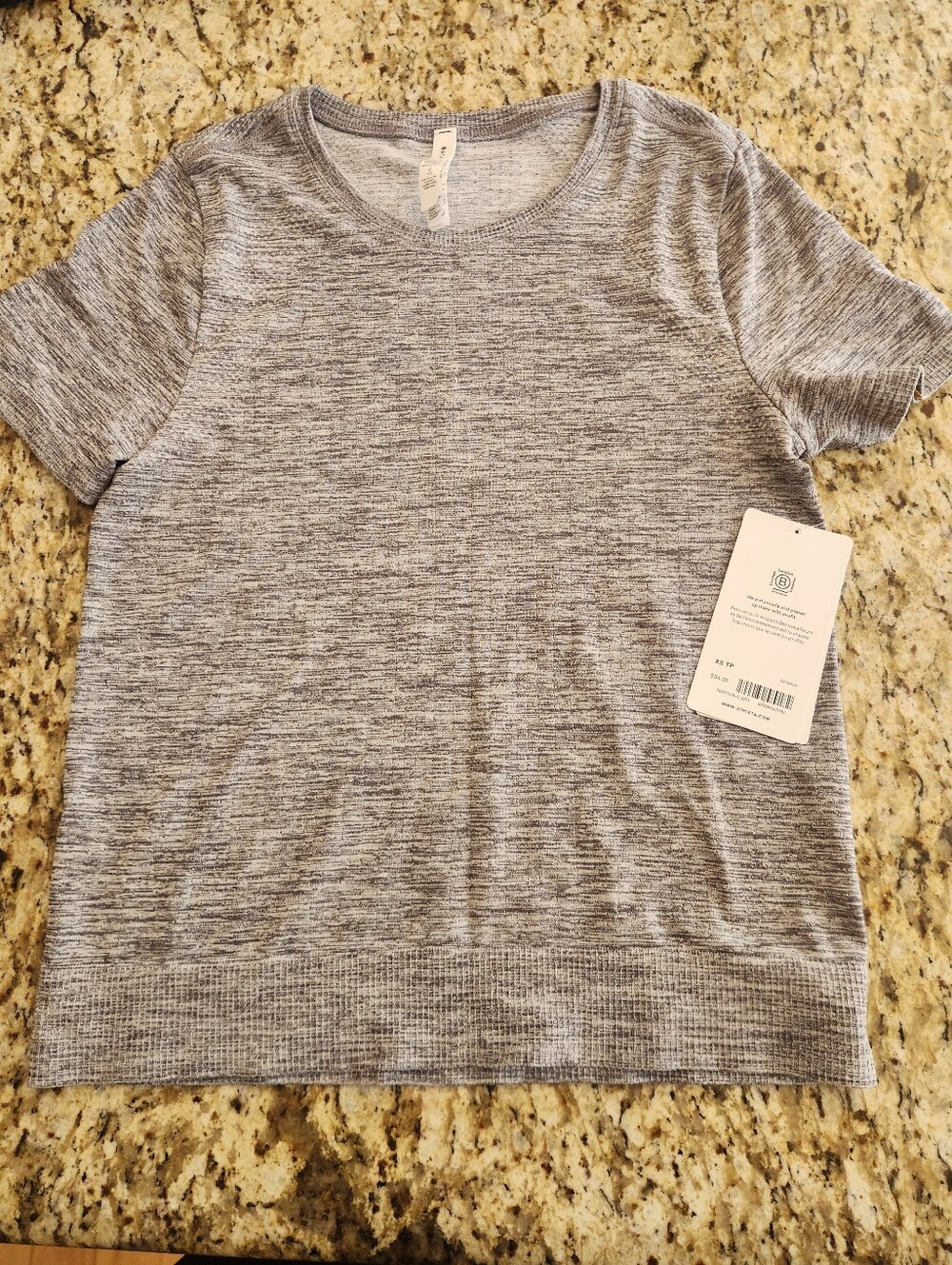 Athleta In Motion Heather Gray Short Sleeve Knit Top